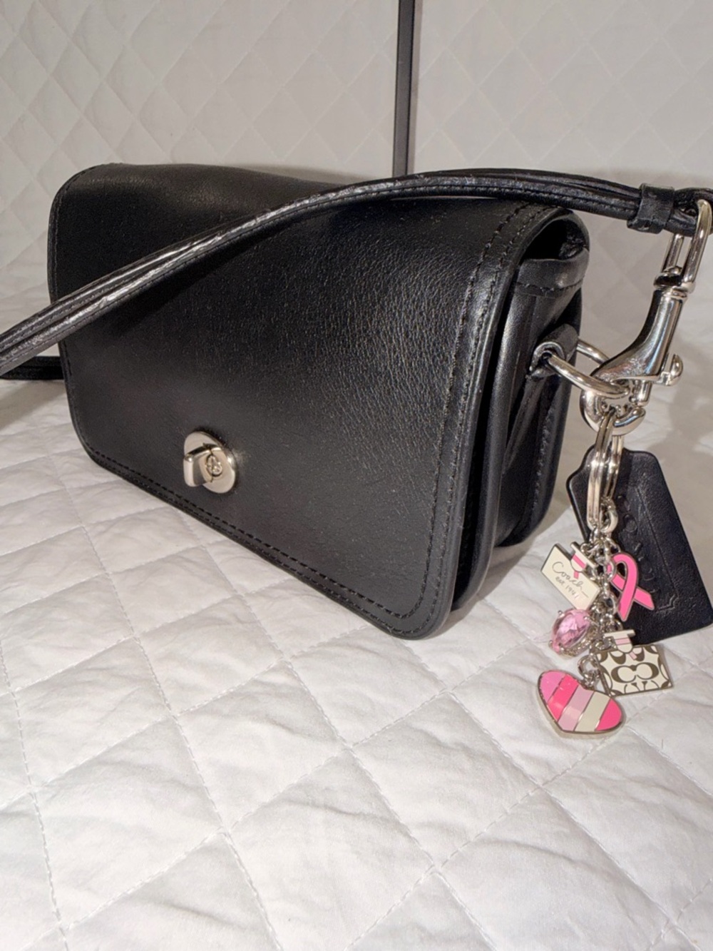 Coach Legacy turn lock Leather Crossbody Bag with Charm